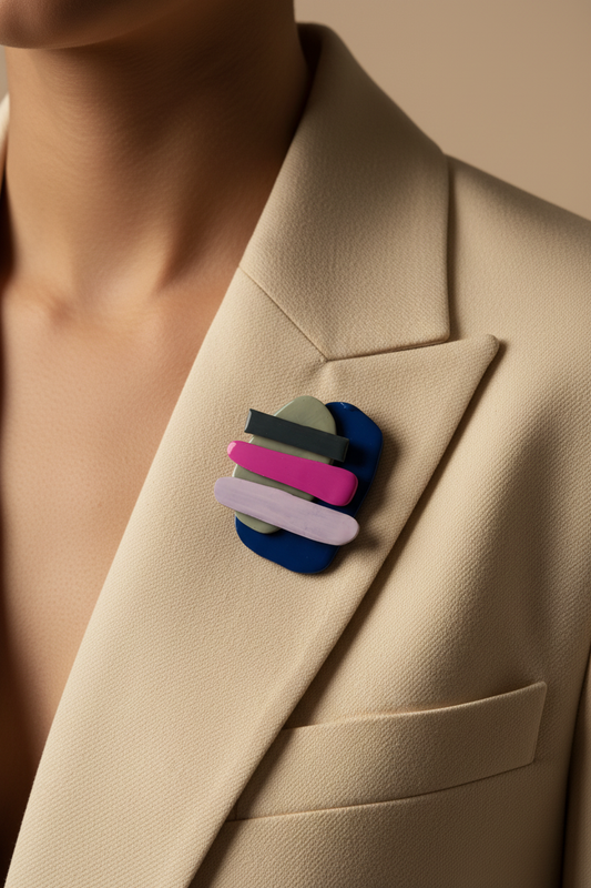Editorial 4 - Broche DIME sobre blazer vainilla