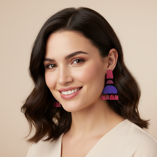 Modelo morena con pendientes tamaño medio