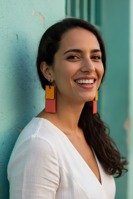 Pendientes proporcionados - pared turquesa
