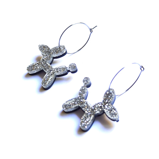 BALLOON DOG purpurina plata / aro acero