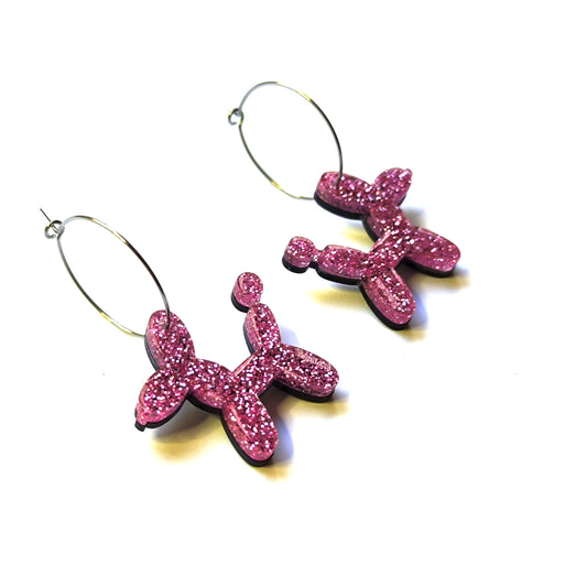 BALLOON DOG purpurina rosa / aro acero