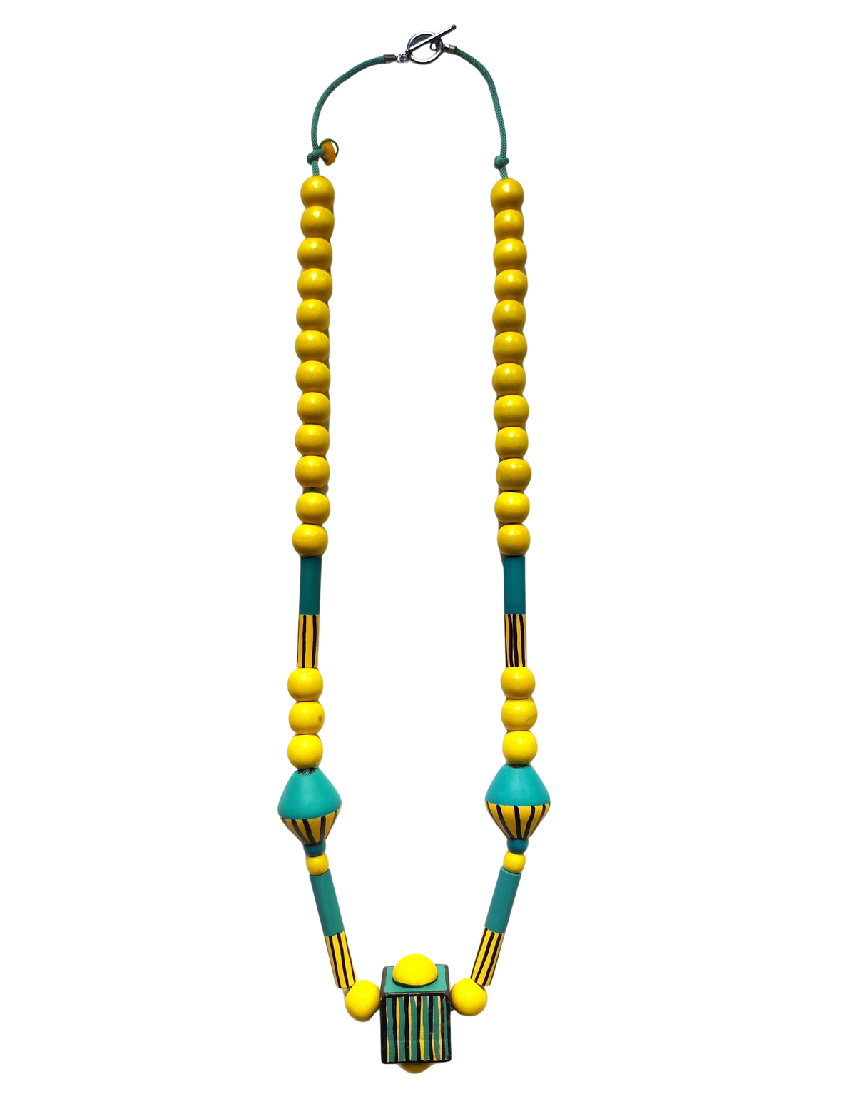 Collar largo FOLK verde-amarillo