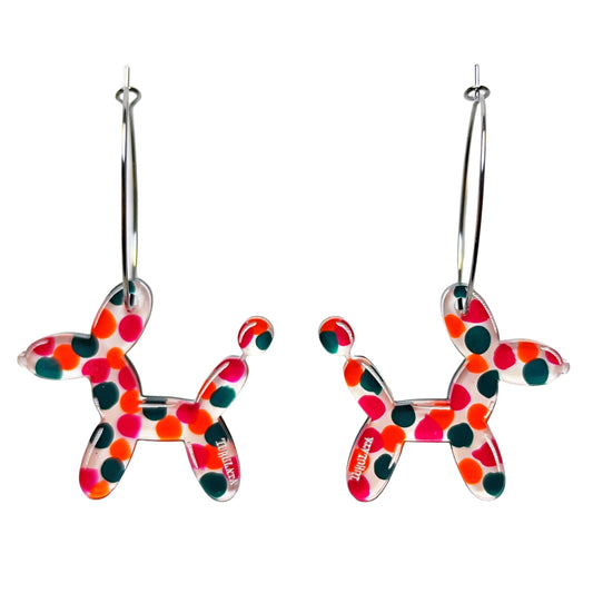 BALLOON DOG lunares fondo blanco / verde-fucsia-naranja
