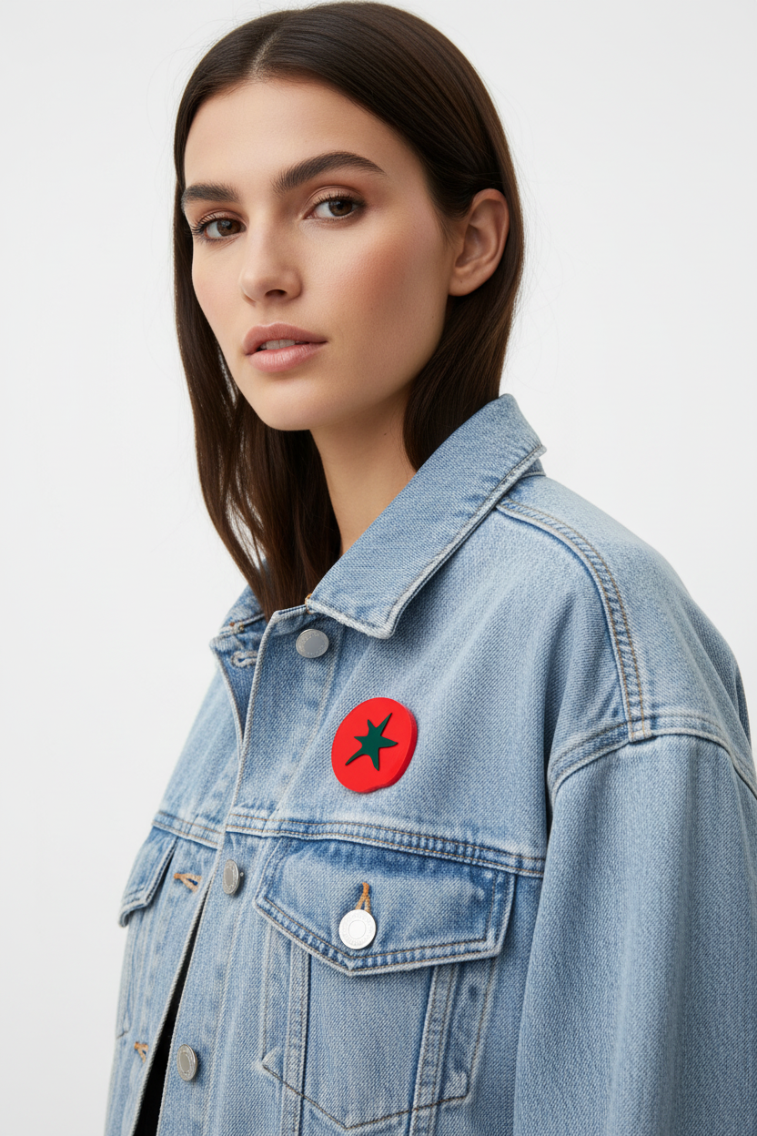 Broche Tomate editorial primer plano B