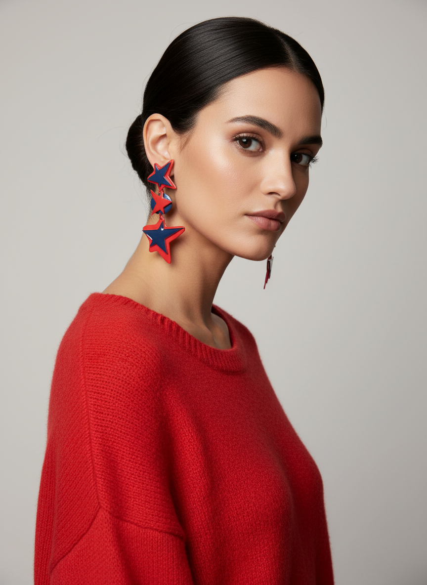 Editorial fashion photo with star earrings