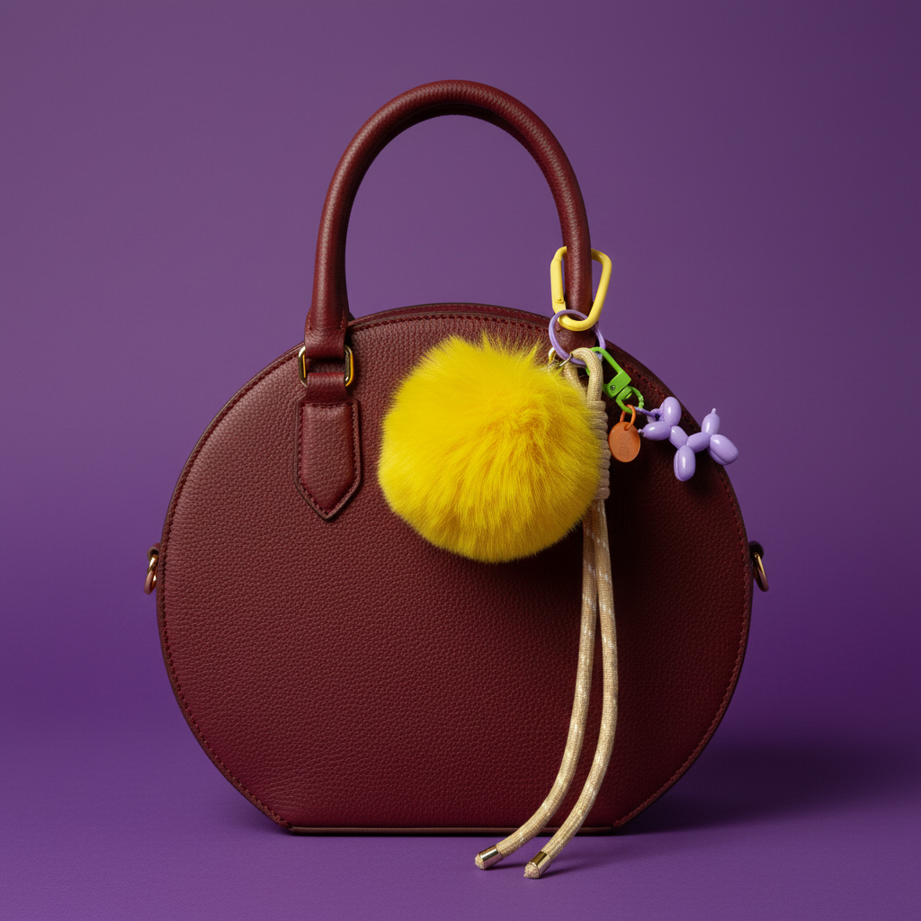 Llavero en bolso granate - Vista 3