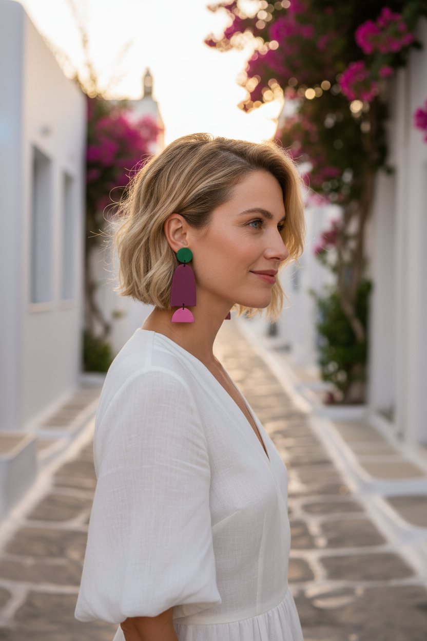 Mykonos cobblestone earring close-up