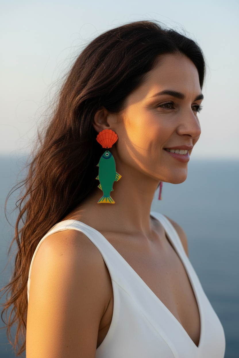 Pendientes Concha Naranja - Perfil