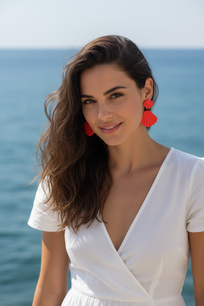 Pendientes concha roja - chica 28 años - 1