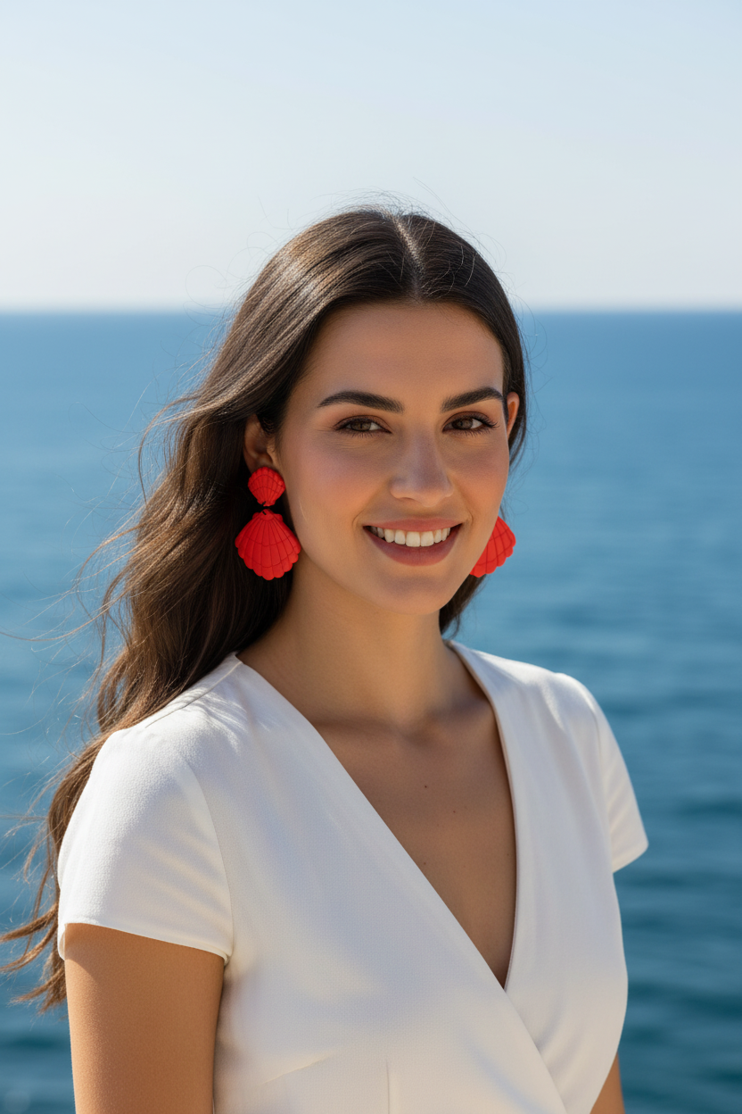 Pendientes concha roja - chica 28 años - 2