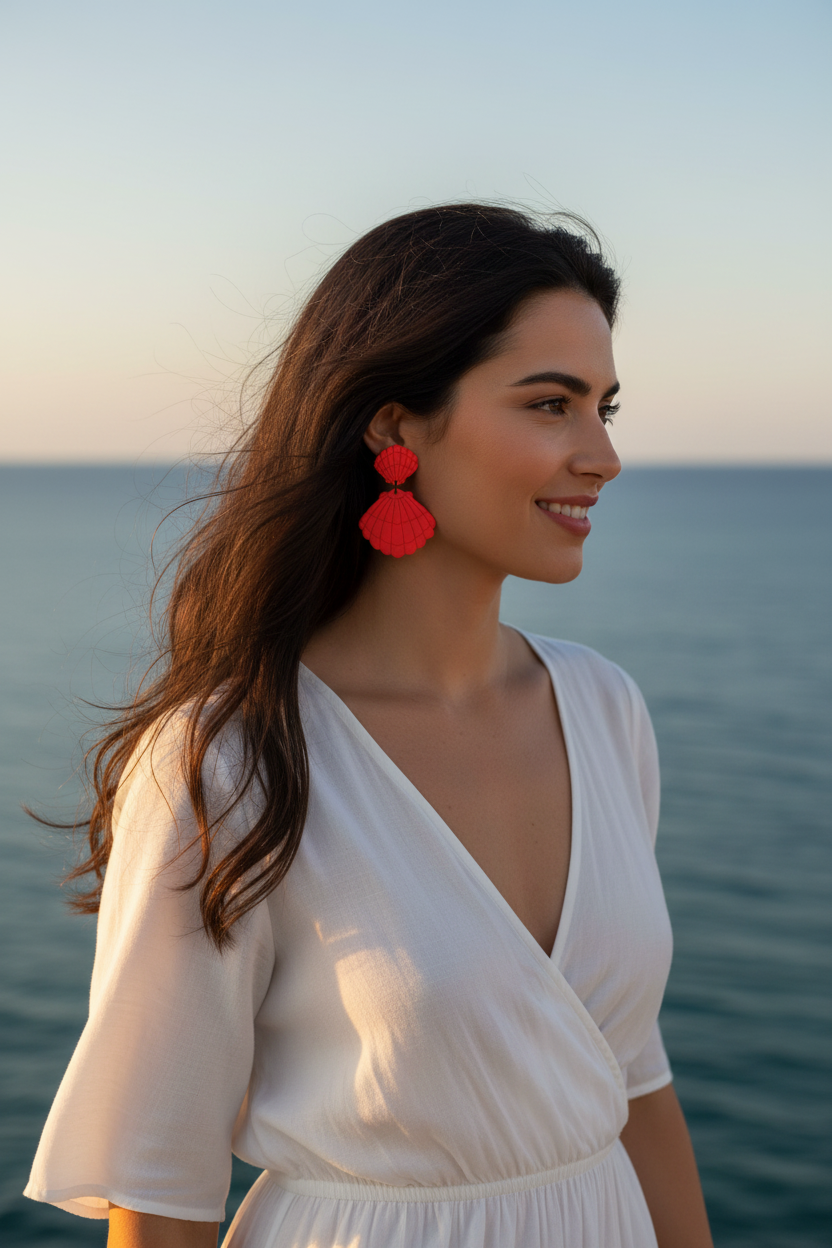 Pendientes concha roja - chica 28 años - 3