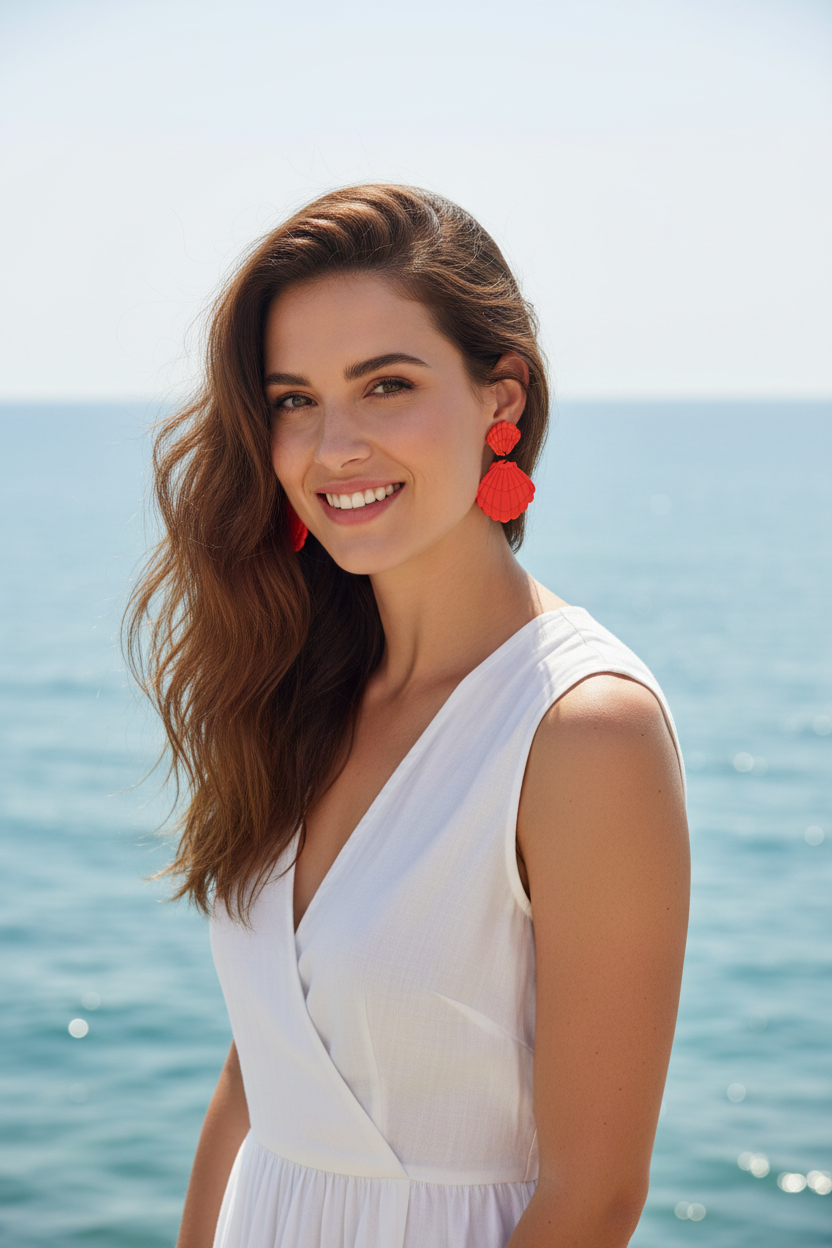 Pendientes concha roja - chica 28 años - 4