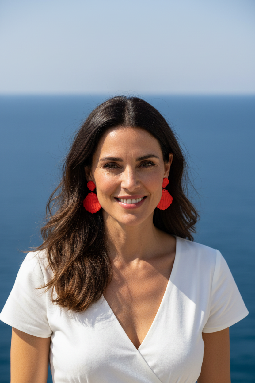 Pendientes concha roja pequeños - 2