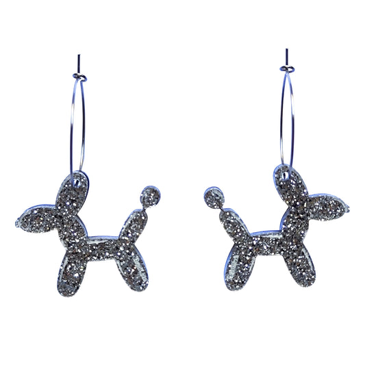 BALLOON DOG purpurina plata / aro acero